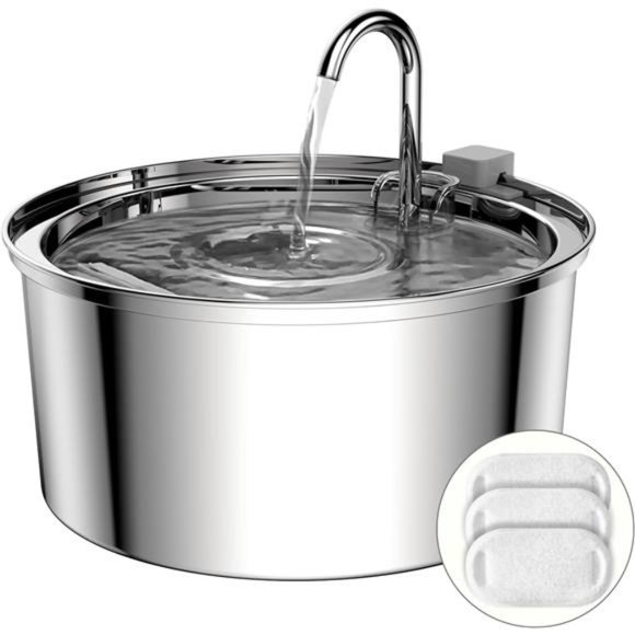 Cat Water Fountain, 3.2L/108oz Automatic Stainless Steel Pet Fountain Dispenser - Picture 1 of 6